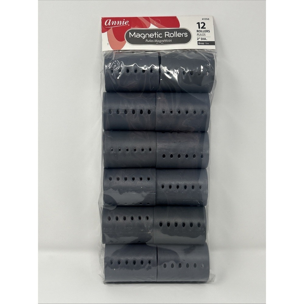 NEW Annie 12 Magnetic Rollers 2" Gray Hair Roller #13588